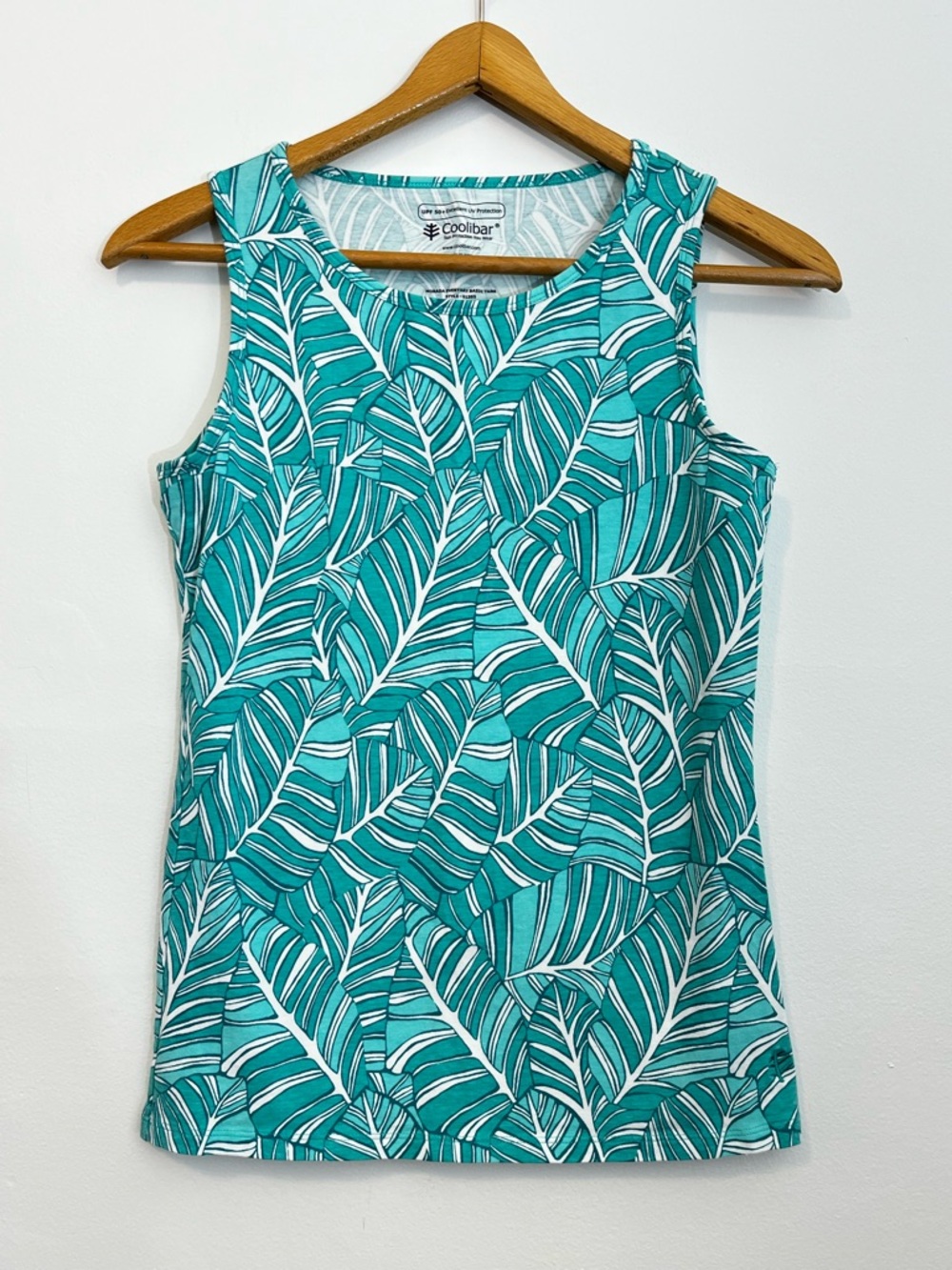 Coolibar UPF 50+ Morada Everyday Tank Top Palm Leaf Bamboo Blend Sleeveless XS